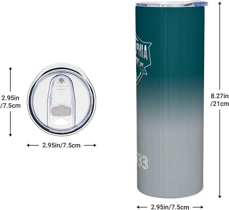 Suswoos Philadelphia EST 1933 Tumblers 20oz Straight Skinny Car Cups Sports Travel Coffee Mug,Stainless Steel,Insulated,Classic Collection Gifts for Men Women Fans. - Image 1